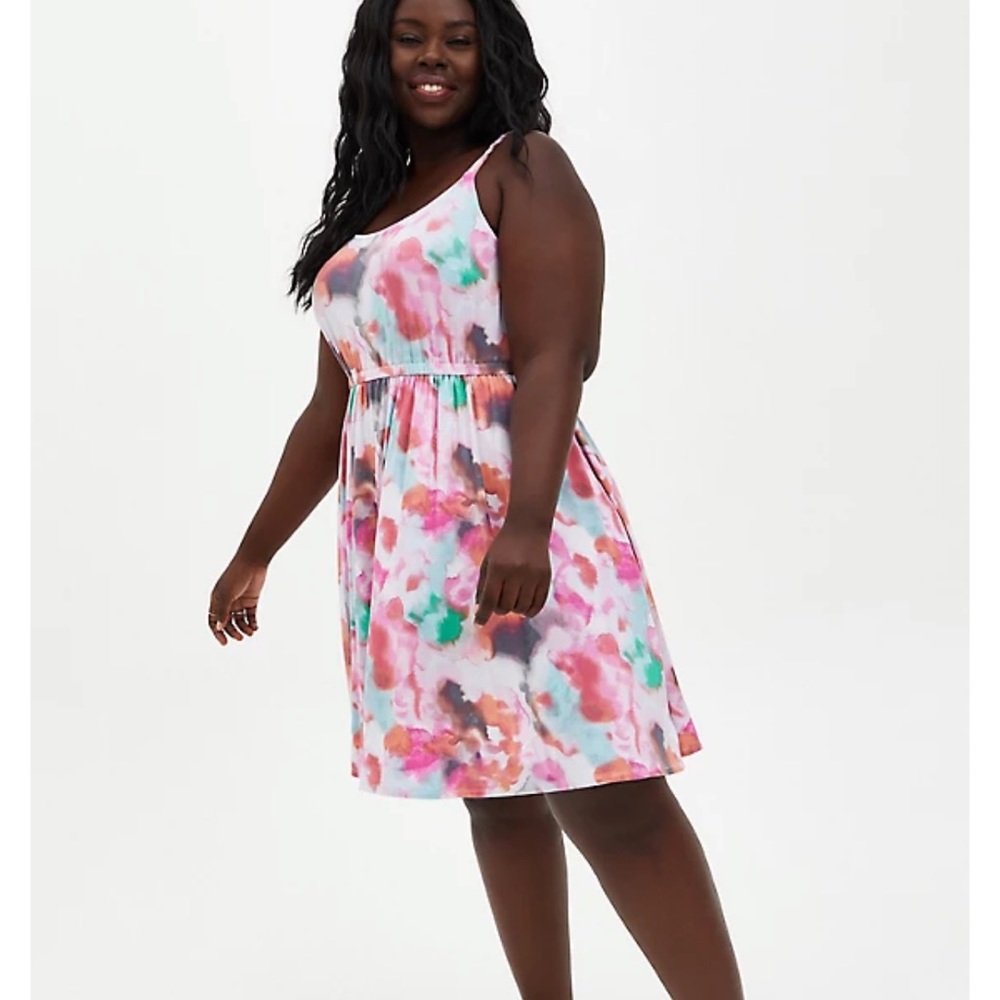 Torrid Plus Size Super Soft Multi Tie-Dye Skater Dress
